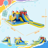AIYAPLAY Schloss aufblasbar mit Gebläse Wasserpark Rutschen, Trampolin, Kletterwand, Wasserpistole, Basketballkorb(m-3)
