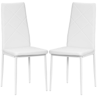 HOMCOM Set 2 moderne Küchenstühle mit hoher Rückenlehne aus Kunstleder und Stahl, 41x50x97 cm, Weiß