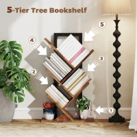 HOMCOM Four-Section Tree Bookcase - Wood-Effect(m-4)
