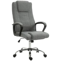 HOMCOM Fauteuil de bureau à roulettes chaise manager ergonomique pivotante hauteur réglable lin gris foncé(m-11)