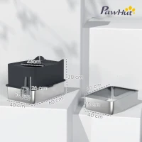 PawHut Edelstahl-Katzentoilette 85L großes Fassungsvermögen halbgeschlossenes Katzenklo, 60 x 40 x 38 cm schwarz(m-3)