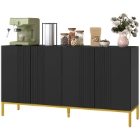 HOMCOM Buffet zeitgenössisches Design graphisch 2 Schränke Tür höhenverstellbare Regale Holz Schwarz Metall Gold(m-1)