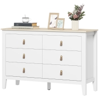 HOMCOM Kommode 6 Schubladen Aufbewahrungsmöbel im zeitgenössischen Stil mit Polyurethan-Griffen, 120 x 40 x 78 cm, weiß