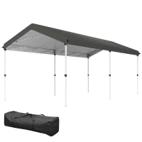 Outsunny Faltbare Gartenpavillon 3x6 m Höhenverstellbarer Faltpavillon UPF50+ mit Tragetasche Dunkelgrau(m-1)