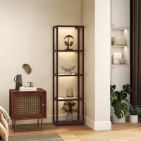 HOMCOM Four-Shelf Floor Lamp - Dark Brown(m-9)
