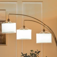 HOMCOM Stehlampe mit 3 Lichtern und flexiblen Armen, Marmorsockel und Metallständer, 103x34.5x205cm, Schwarz und Weiß(m-4)