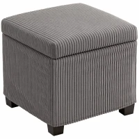 HOMCOM Aufbewahrungshocker 30 L mit abnehmbarem Deckel, gepolsterter Würfelhocker aus Ripp-Veloursstoff, 40 x 40 x 40 cm, Grau(m-6)