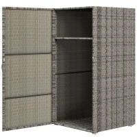 Outsunny Gartenschrank aus PE-Rattan mit 2 Fächern, 60x63x120cm, Grau(m-1)