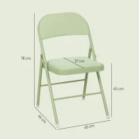 HOMCOM Set mit 4 klappbaren und tragbaren Innenstühlen mit gepolsterten Sitz- und Rückenlehnen aus Samt, Stahlrahmen, grün(m-3)