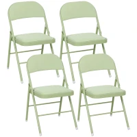 HOMCOM Set mit 4 klappbaren und tragbaren Innenstühlen mit gepolsterten Sitz- und Rückenlehnen aus Samt, Stahlrahmen, grün(m-6)