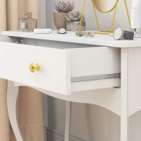 HOMCOM Schminktisch mit großer Schublade und geschwungenen Beinen, Schminktisch für Schlafzimmer, 100 x 40 x 74 cm, weiß(m-5)