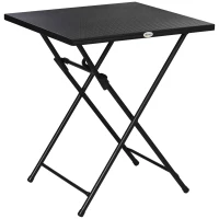 Outsunny Klappbarer Outdoor-Beistelltisch aus Stahl mit rutschfesten Füßen, 60x60x71 cm, Schwarz(m-5)