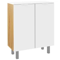 HOMCOM Moderner Schuhschrank für 15-20 Paar Schuhe, 5 Regale und Gedämpfte Schließung, Glänzendes Weiß(m-1)