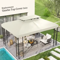 Outsunny 3x4m Gazebo Replacement Roof Canopy 2 Tier Top UV Cover Garden Patio Outdoor Sun Awning Shelters Cream (TOP COVER ONLY)(m-2)