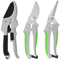 Outsunny Set mit 3 Gartenscheren, Gartenschnitt-Set, mit scharfer Metallklinge, aus Metall und Aluminium, Silber, Schwarz(m-6)