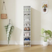 HOMCOM 8-stufiges Schuhregal, Schuhschrank, faltbar, belüftete Rückseite, Kunststoff, Weiß(m-9)