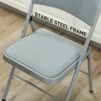 HOMCOM Set of 4 indoor folding and portable chairs with velvet padded seats and backrests, steel frame, light gray(m-7)