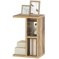 HOMCOM C-förmiger Couchtisch mit 3 Regalen und 2 offenen platzsparenden Fächern, 40x30x60 cm, Braun