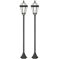 Outsunny Set 2 Lampi Solare de Gradina, Lumini de Exterior Solare cu 2 LED, Aprindere Automata si Durata 6 Ore, Negru(m-10)