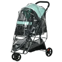 PawHut Foldable Pet Stroller w/ Rain Cover, for XS Dogs, S Dogs - Green(m-1)