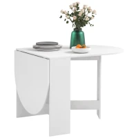 HOMCOM Klappbarer Esstisch, ovale Küchentischklappe für bis zu 6 Personen, für kleine Räume, Esszimmer, weiß(m-6)