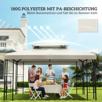 Outsunny Ersatzdach für Metallpavillon 3x4m wasserabweisend Pavillondach mit Doppeldach, Ersatzbezug für Gartenpavillon Partyzelt Gartenzelt Polyester Cremeweiß(m-6)