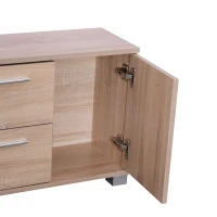 HOMCOM Set Garderobenmöbel 3 in 1 mit Spiegel und Schuhschrank für den Eingangsbereich Spanplatte 90 x 21,5 x 116 cm Eiche(m-4)