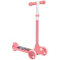 AIYAPLAY Patinete Infantil Patinete con 3 Ruedas Luces LED Altura Ajustable Carga 25 kg 52x29x63-76 cm Rosa(m-1)