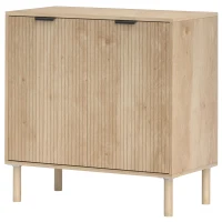 HOMCOM Holzschrank mit 2 Ebenen und verstellbarem Regal auf 3 Ebenen, 78x40x77,5 cm, Farbe Eiche(m-1)