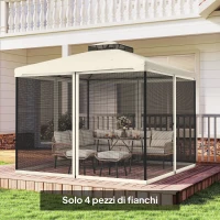 Outsunny Zanzariera per Gazebo Tende di Ricambio Universale con Cerniere, 302x207cm - Nero e Beige(m-7)