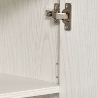 HOMCOM Rollbarer Mehrzweck-Küchenwagen mit Rädern, Schrank und Ablage für die Mikrowelle, hoher Schrank aus Spanplatte, 60,4x40,3x97cm Weiß(m-3)