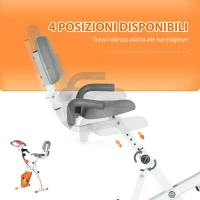 HOMCOM Cyclette Pieghevole con Resistenza Magnetica 8 Livelli, Sensore di Frequenza Cardiaca, Volano 2.5kg, Arancione(m-5)