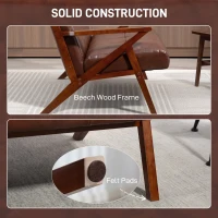 HOMCOM Compact 2 Seater Sofa, Vintage Tufted Loveseat Sofa with Solid Wood Legs, PU Leather Small Couch Settee for Living Room, Bedroom, Home Office, 133 x 81 x 78.5 cm, Brown(m-6)