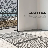 Outsunny Decorative Outdoor Privacy Screen Panel Black with Leaf Pattern in Metal - 122 x 45 x 198 cm, black(m-4)
