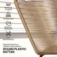 Outsunny Sun Lounger, woven resin, 'S' shape, steel frame 176 x 58 x 82 cm, natural(m-6)