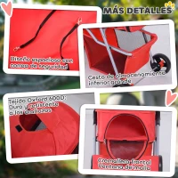PawHut Carrito para Perros con Toldo Ajustable Cesta de Almacenaje y Ruedas con Freno Tela Oxford 75x46x94 cm Rojo(m-8)