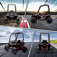 HOMCOM 12V Battery-powered 2 Motors Kids Electric Ride On Car Off-road UTV Toy 3-6 km/h with High Roof Parental Remote Control Music Lights MP3 Suspension Wheels for 3-8 Years Old Black(m-8)