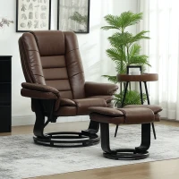 HOMCOM Faux Leather 135° Reclining Chair and Footstool - Brown(m-7)
