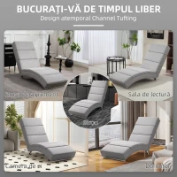 HOMCOM Fotoliu Reclinabil cu Spătar Înalt și Căptușeală Groasă, Gri(m-7)