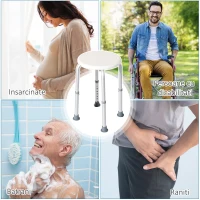 Homcom Scaun Dus – Reglabil, Antialunecare, Alb(m-6)
