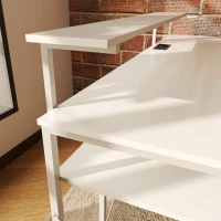 HOMCOM L-vormig hoekkantoor met geïntegreerd stopcontact, monitorstandaard en opbergplank, wit(m-9)