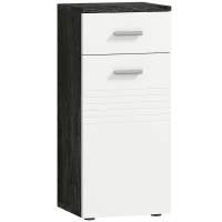 kleankin Dulap Baie din Lemn cu Sertar și Rafturi, Design Alb și Negru(m-11)