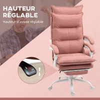 Vinsetto Fauteuil de bureau massant et chauffant, chaise de bureau, hauteur réglable, dossier inclinable, 66x74x121,5cm rose(m-6)