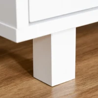 PawHut Wooden Cat Litter Box Enclosure & House with Nightstand/End Table Design, Scratcher, & Magnetic Doors, White(m-12)
