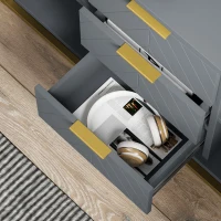 HOMCOM Aparador Auxiliar Armário de Armazenamento com 3 Gavetas e 2 Armários com Prateleira Ajustável 120x40x76 cm Cinza(m-8)