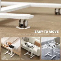 HOMCOM Height Adjustable Standing Desk, Pneumatic Sit Stand Desk for Laptop, Mobile Overbed Table with Wheels for Home Office, White(m-6)