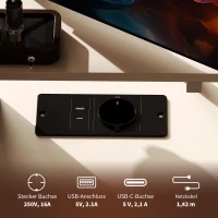 HOMCOM L-vormig hoekkantoor met geïntegreerd stopcontact, monitorstandaard en opbergplank, wit(m-4)