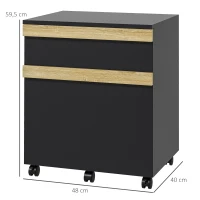 Vinsetto Rollcontainer Büromöbel auf Rollen mit 2 Schubladen Ablagefach für Aktenordner 48 x 40 x 59,5 cm Schwarz(m-3)