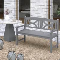 Outsunny 2-Seater Wooden Garden Bench Outdoor Patio Loveseat for Porch, Grey(m-9)