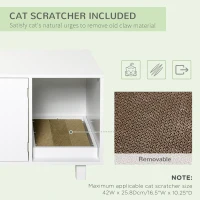 PawHut Wooden Cat Litter Box Enclosure & House with Nightstand/End Table Design, Scratcher, & Magnetic Doors, White(m-6)